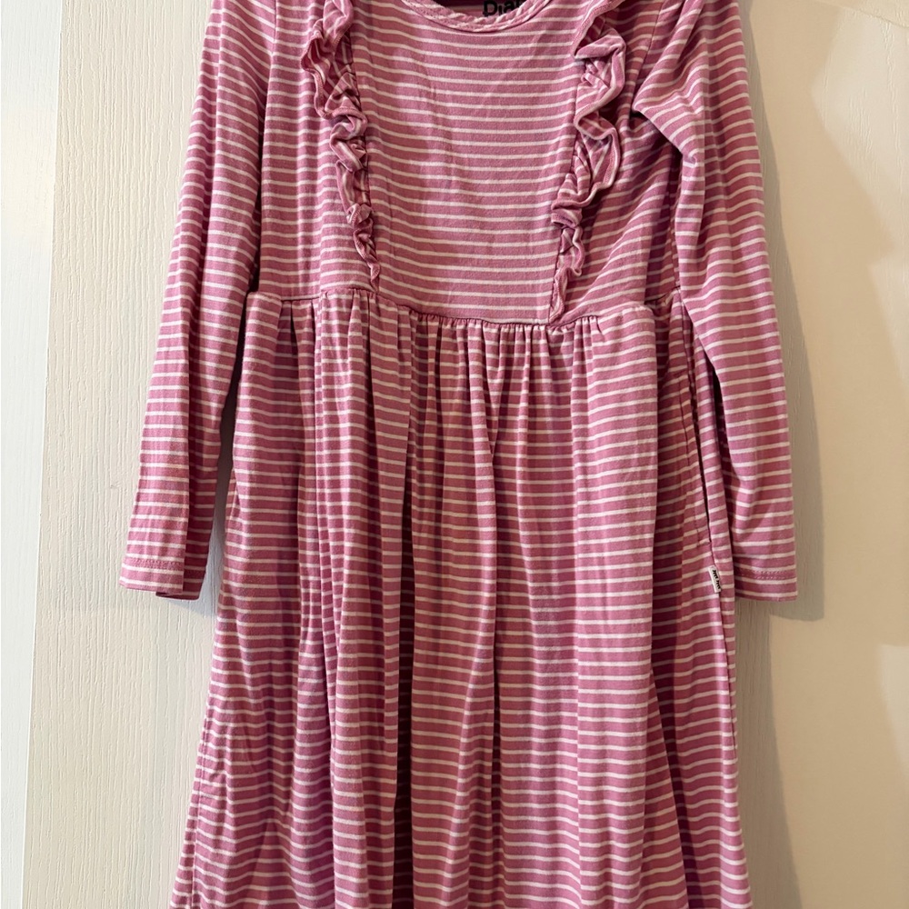 Little Sleepies Pink Striped Ruffle Dress